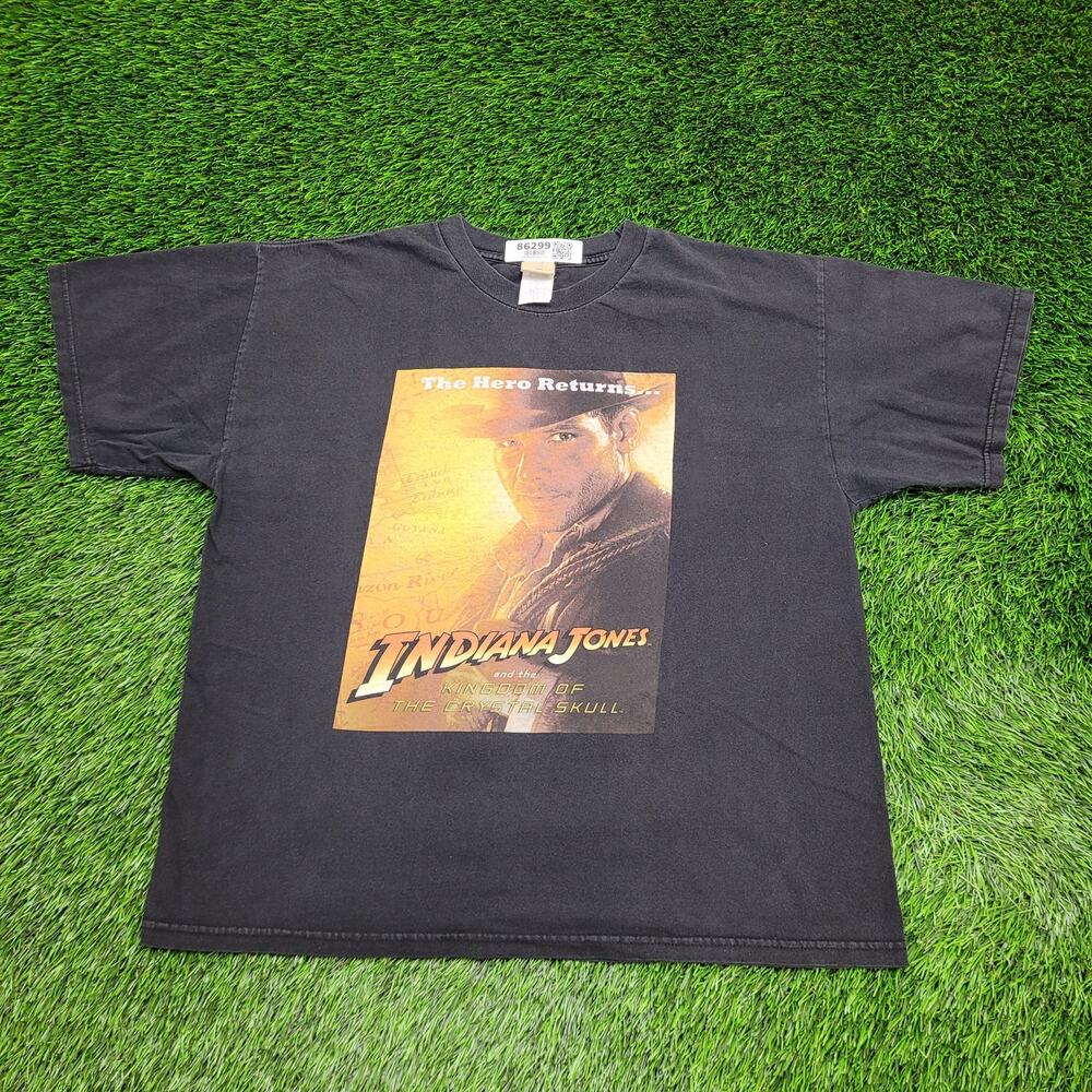 Vintage Y2K Indiana-Jones Shirt XL 23x25 Kingdom-of Crystal-Skull